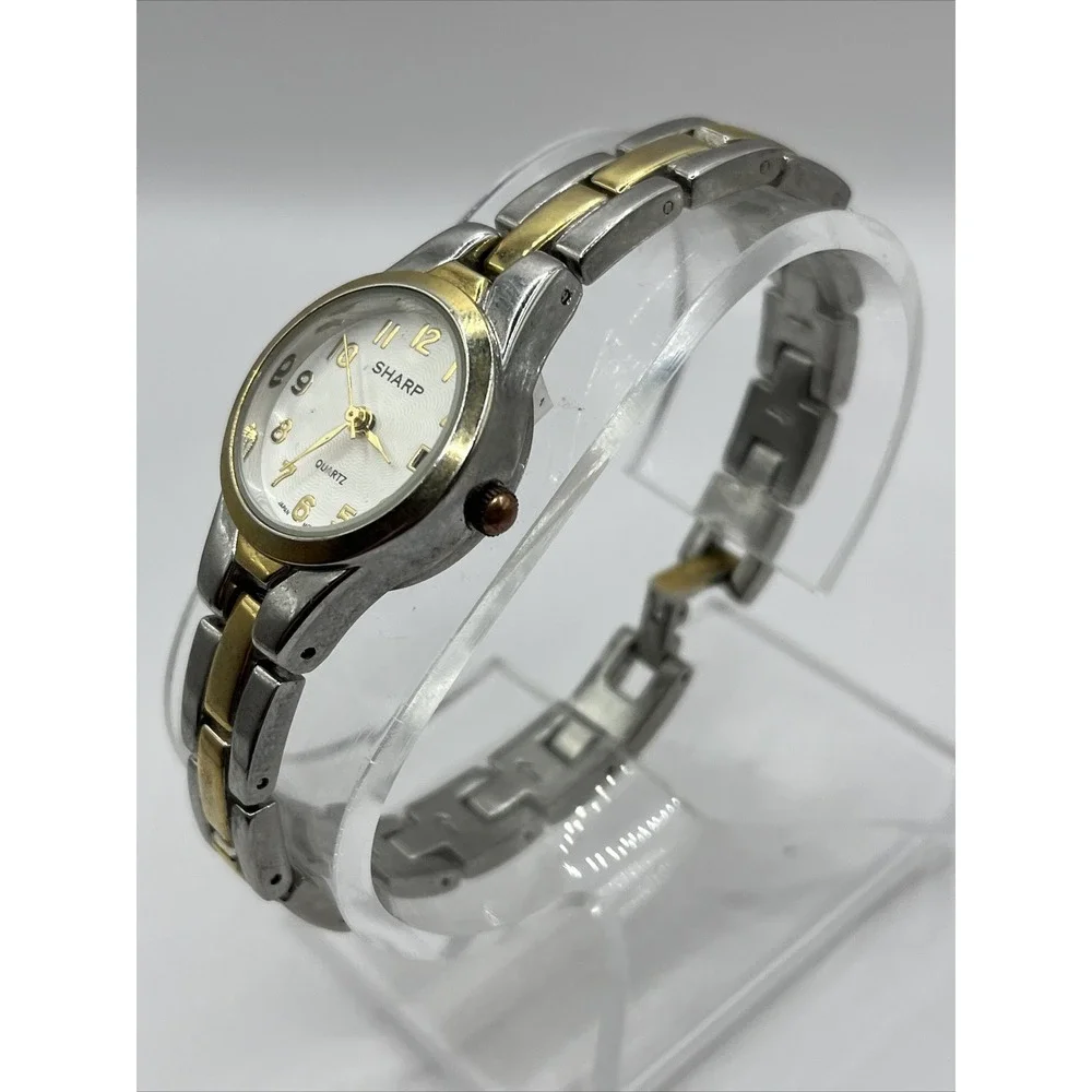Sharp‎ Women's Quartz Watch Two Tone Band Date Indicator- New Battery